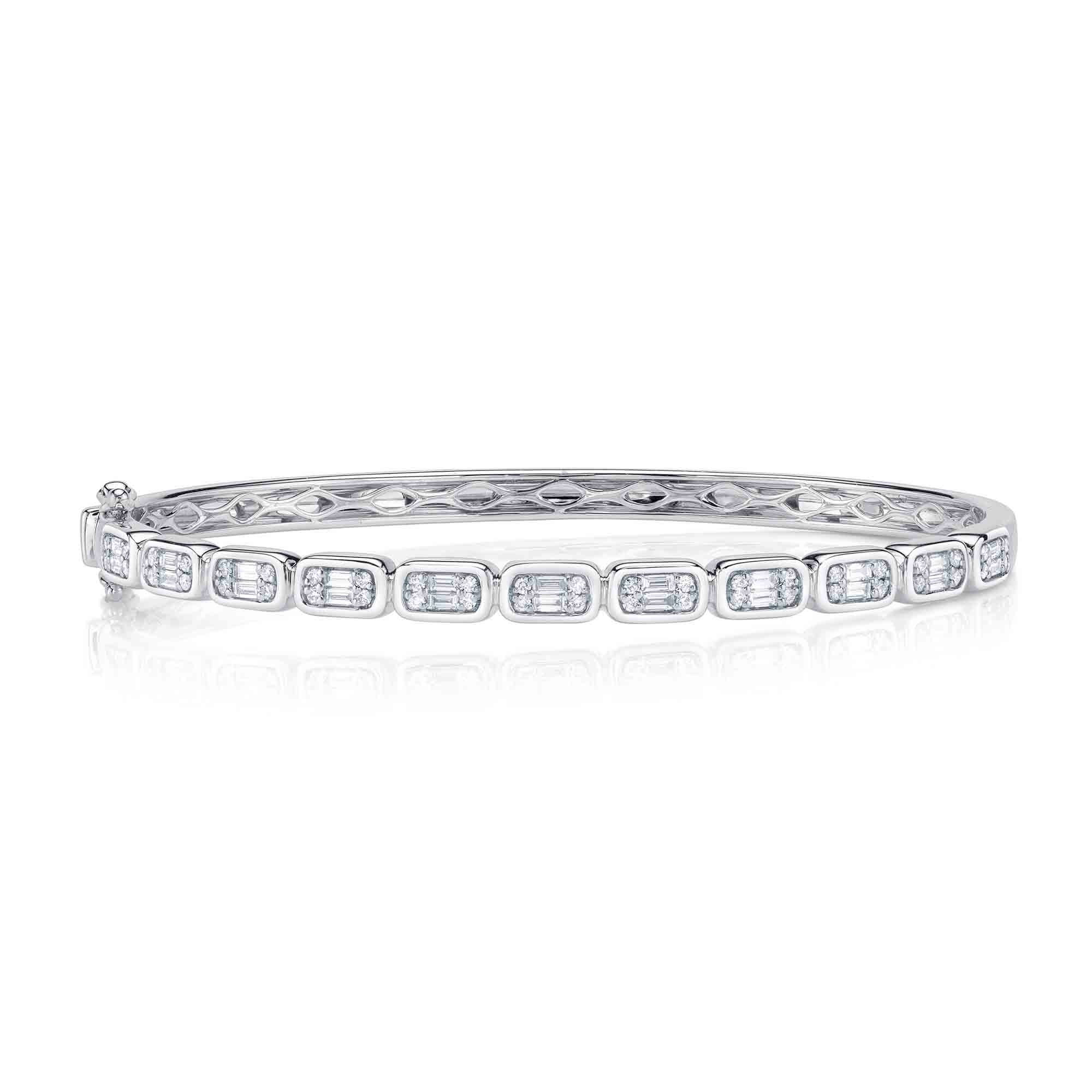 0.65CT 14K W/G DIAMOND BAGUETTE BANGLE
