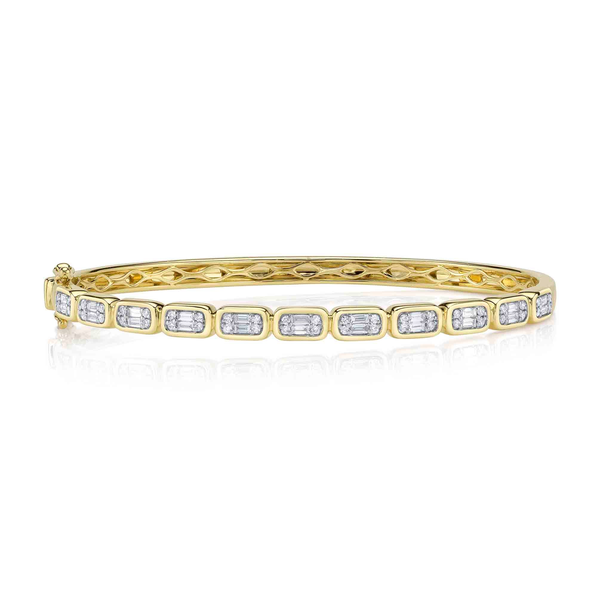 0.65CT 14K Y/G DIAMOND BAGUETTE BANGLE