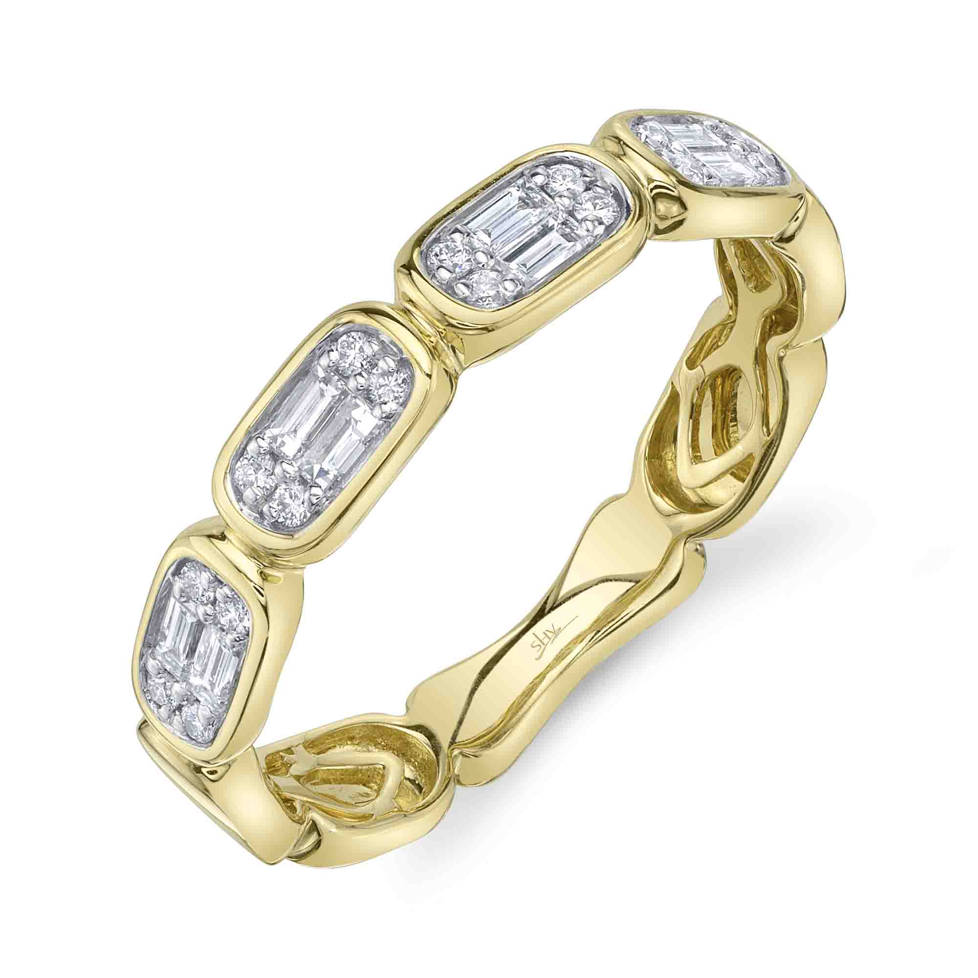 0.29CT 14K Y/G DIAMOND BAGUETTE BAND
