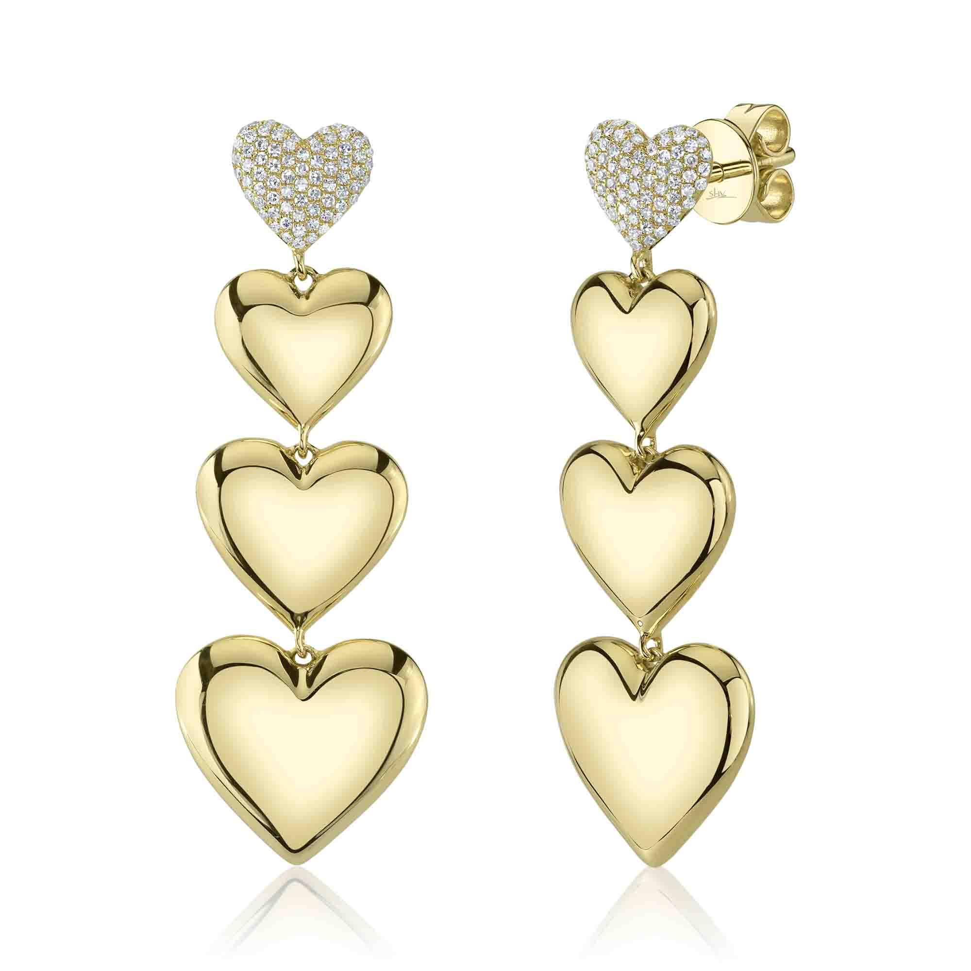 0.33CT 14K Y/G DIAMOND PAVE HEART EARRING
