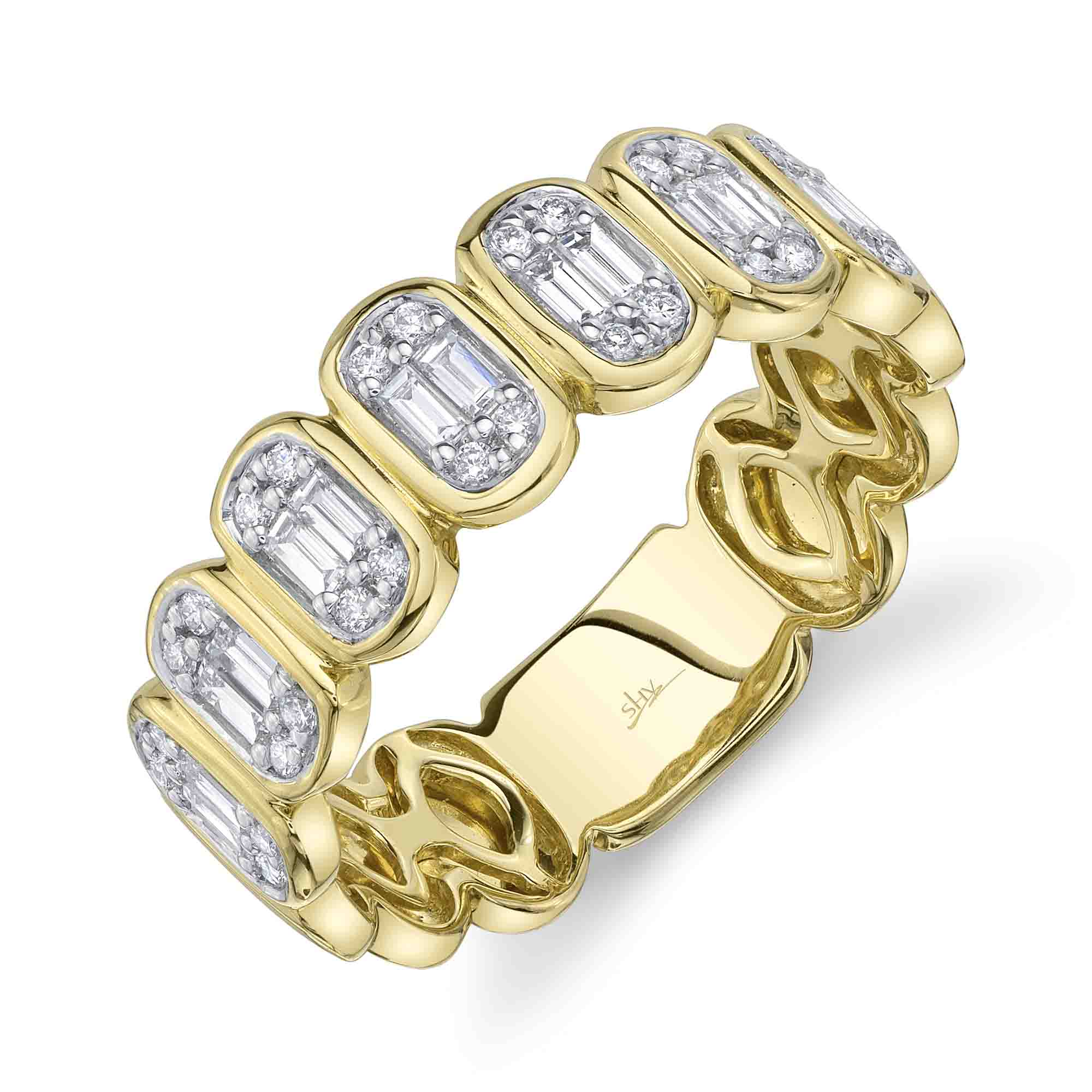 0.50CT 14K Y/G DIAMOND BAGUETTE BAND