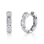 0.39CT 14K W/G DIAMOND BAGUETTE OCTAGON HOOP EARRING