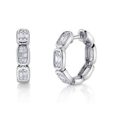 0.39CT 14K W/G DIAMOND BAGUETTE OCTAGON HOOP EARRING