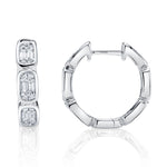 0.39CT 14K W/G DIAMOND BAGUETTE OCTAGON HOOP EARRING