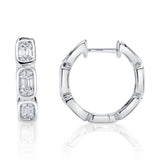 0.39CT 14K W/G DIAMOND BAGUETTE OCTAGON HOOP EARRING