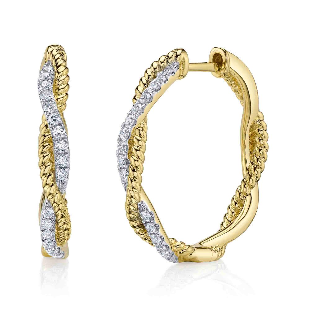 0.42CT 14K Y/G DIAMOND TWISTED HOOP EARRING