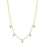 0.20CT 14K Y/G DIAMOND BEZEL FACETED BALL CHAIN NECKLACE
