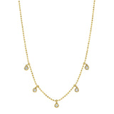 0.20CT 14K Y/G DIAMOND BEZEL FACETED BALL CHAIN NECKLACE