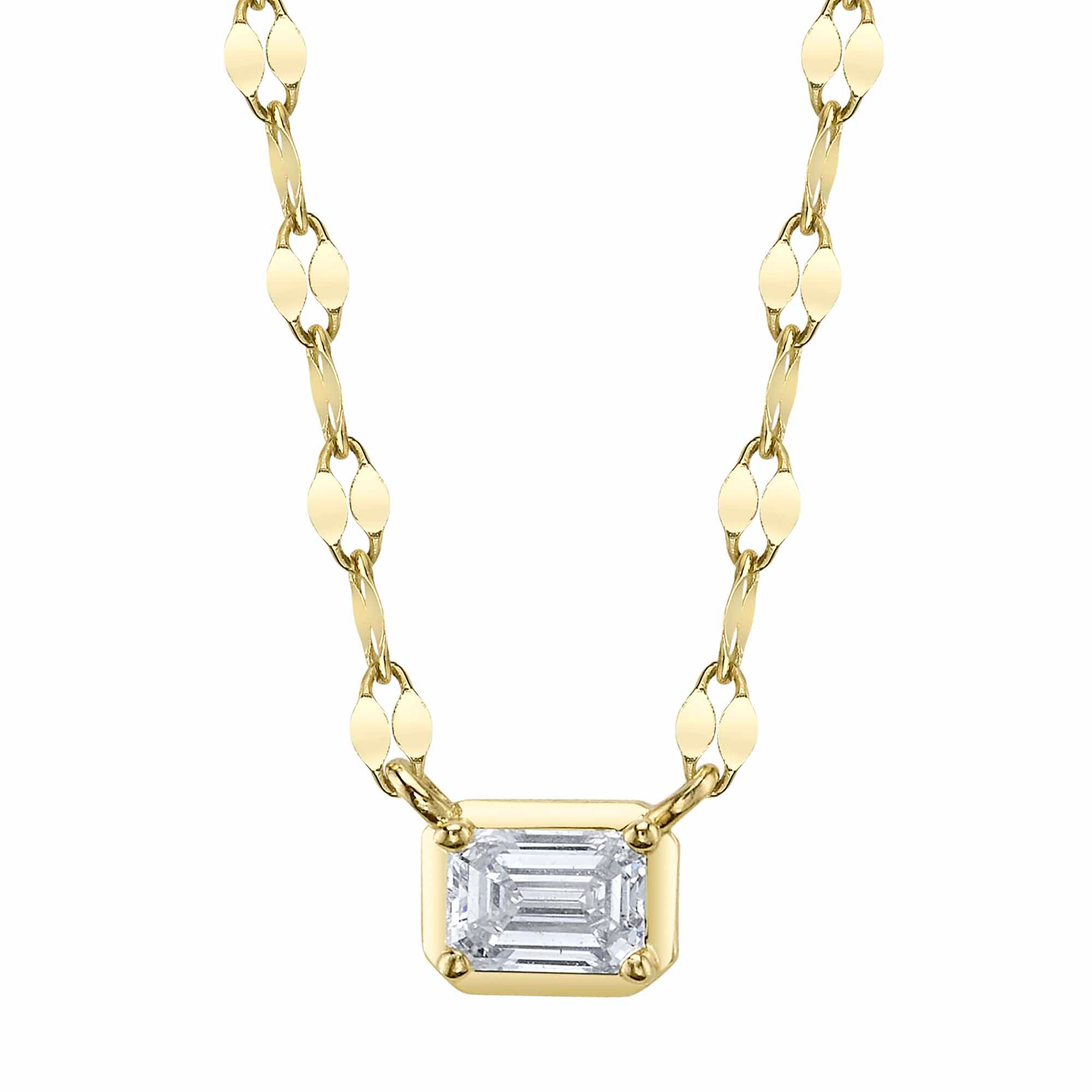 0.20CT 14K Y/G DIAMOND EMERALD SPARKLE CHAIN NECKLACE