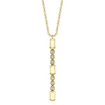 0.09CT 14K Y/G DIAMOND BEZEL GEO CUT LARIAT NECKLACE