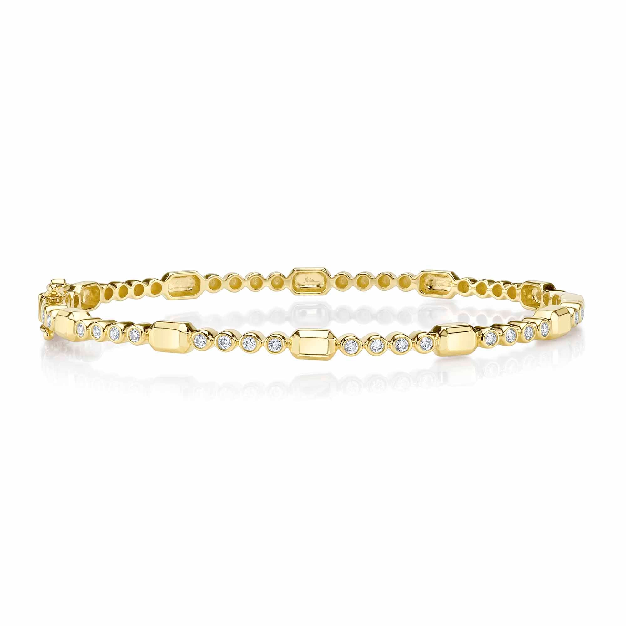 0.30CT 14K Y/G DIAMOND BEZEL GEO CUT BANGLE