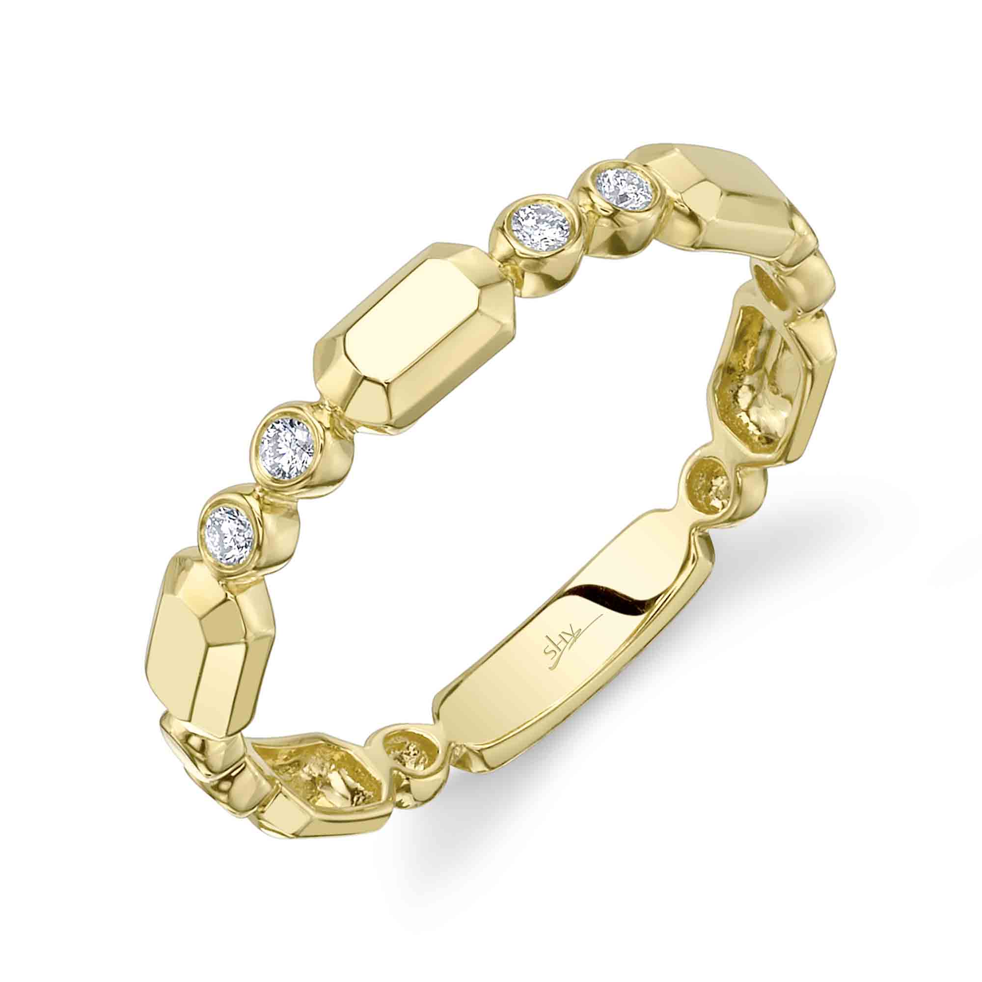 0.06CT 14K Y/G DIAMOND BEZEL GEO CUT BAND