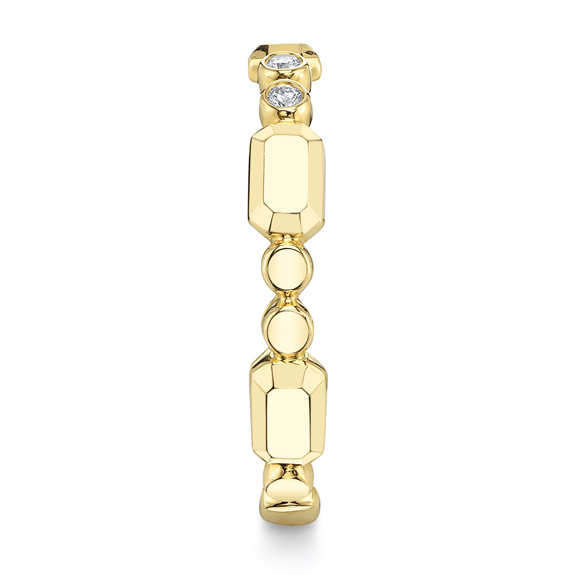 0.06CT 14K Y/G DIAMOND BEZEL GEO CUT BAND