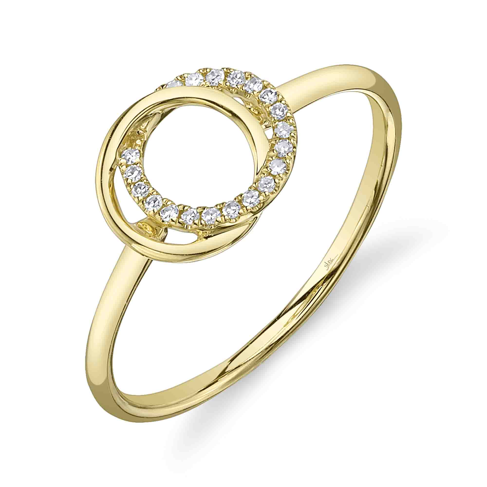0.07CT 14K Y/G DIAMOND LOVE KNOT CIRCLE RING