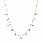0.64CT 14K2T Y/W DIAMOND FACETED BALL CHAIN NECKLACE