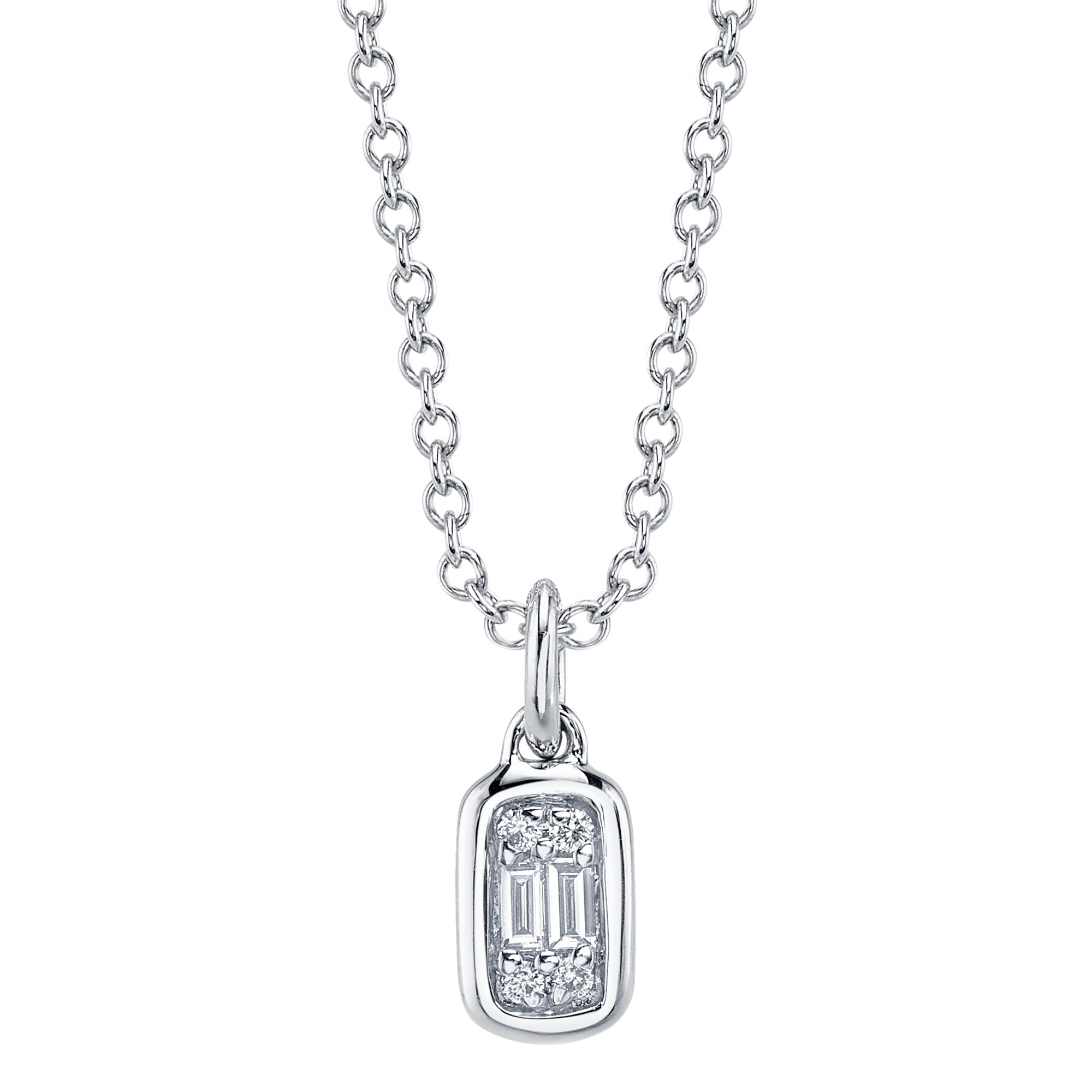 0.07CT 14K W/G DIAMOND BAGUETTE NECKLACE
