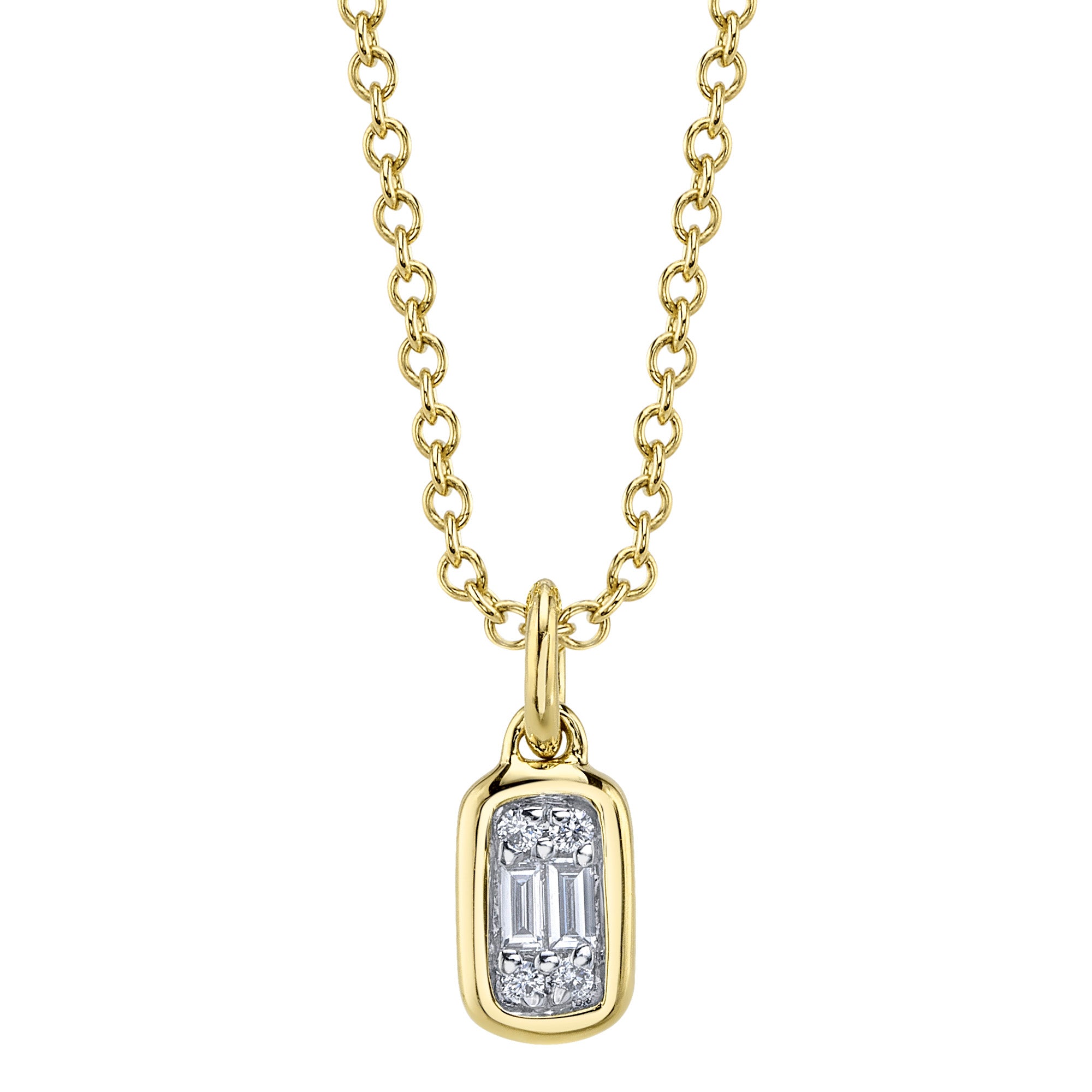 0.07CT 14K Y/G DIAMOND BAGUETTE NECKLACE