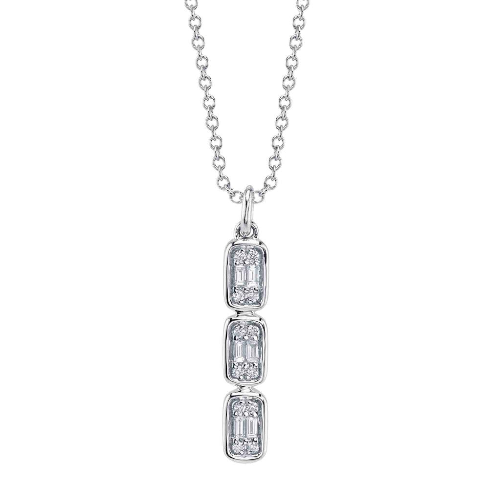 0.14CT 14K W/G DIAMOND BAGUETTE NECKLACE