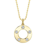 0.24CT 14K Y/G DIAMOND CIRCLE FACETED BALL CHAIN NECKLACE