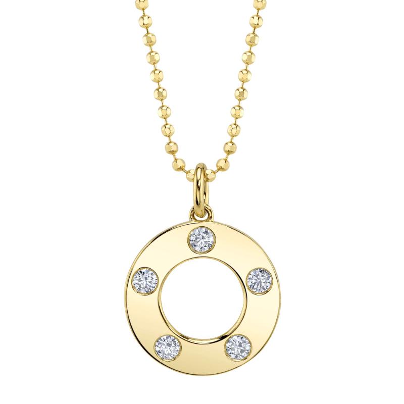 0.24CT 14K Y/G DIAMOND CIRCLE FACETED BALL CHAIN NECKLACE