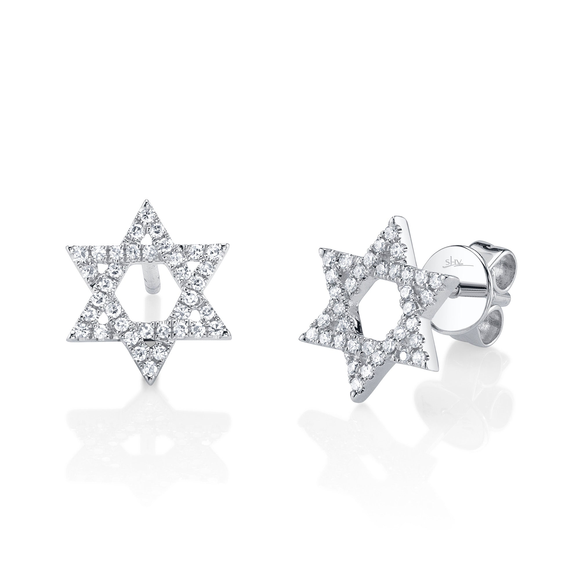 0.16CT 14K W/G DIAMOND STAR OF DAVID STUD EARRING