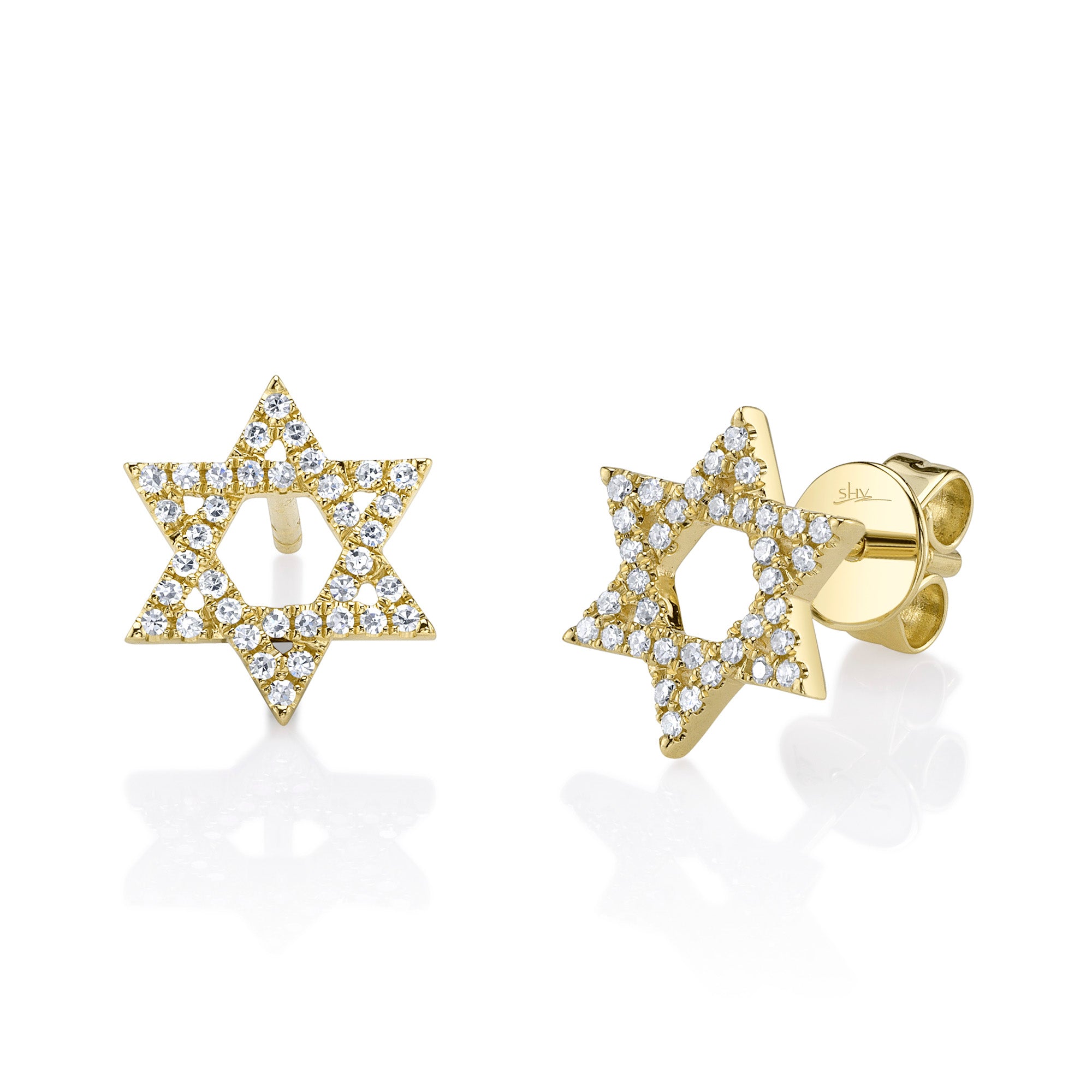 0.16CT 14K Y/G DIAMOND STAR OF DAVID STUD EARRING