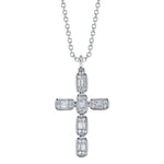 0.30CT 14K W/G DIAMOND BAGUETTE CROSS NECKLACE