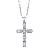 0.30CT 14K W/G DIAMOND BAGUETTE CROSS NECKLACE