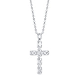 0.30CT 14K W/G DIAMOND BAGUETTE CROSS NECKLACE