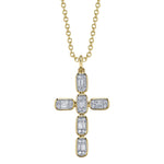 0.30CT 14K Y/G DIAMOND BAGUETTE CROSS NECKLACE