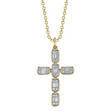 0.30CT 14K Y/G DIAMOND BAGUETTE CROSS NECKLACE
