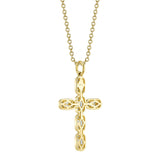 0.30CT 14K Y/G DIAMOND BAGUETTE CROSS NECKLACE