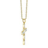 0.30CT 14K Y/G DIAMOND BAGUETTE CROSS NECKLACE