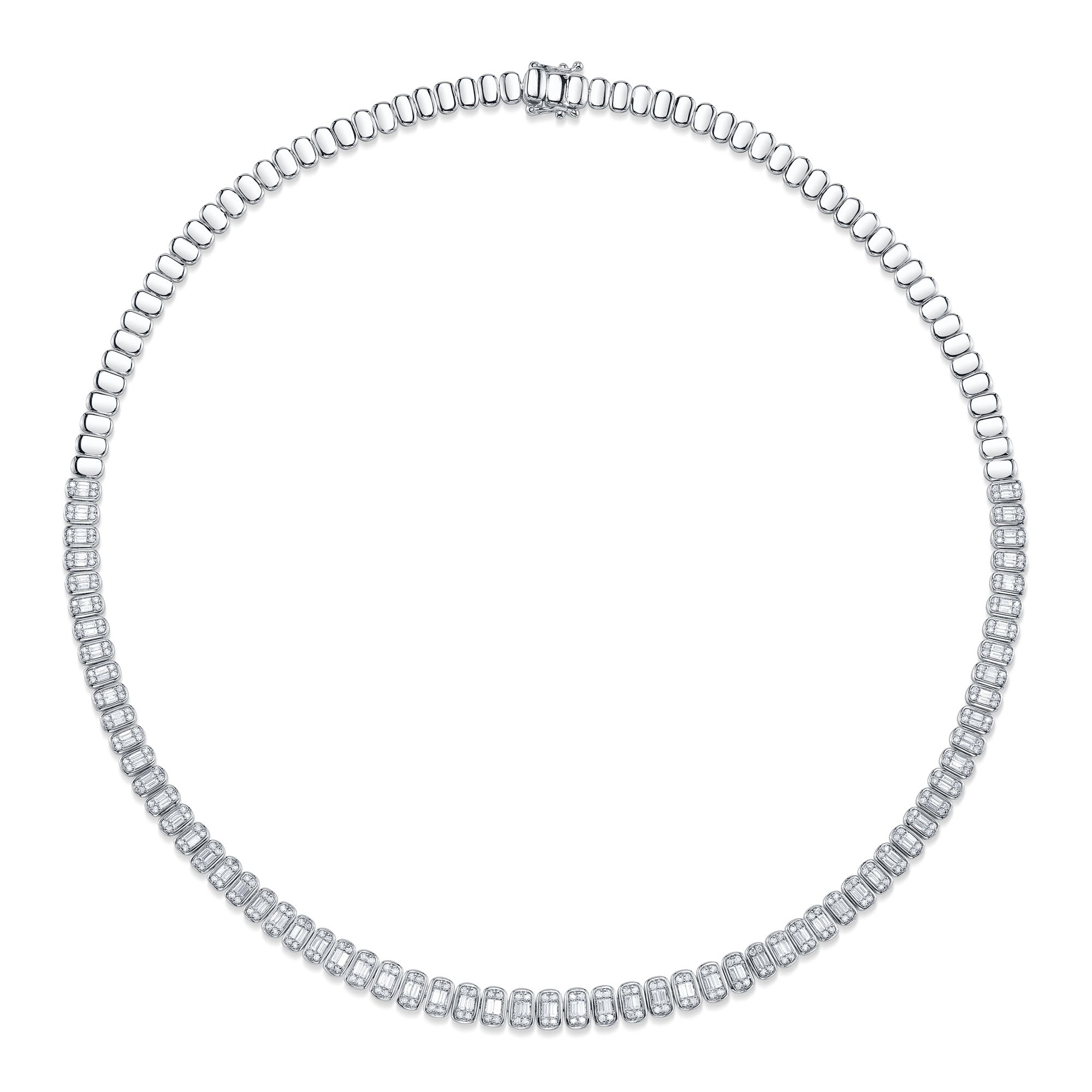 3.07CT 14K W/G DIAMOND BAGUETTE NECKLACE