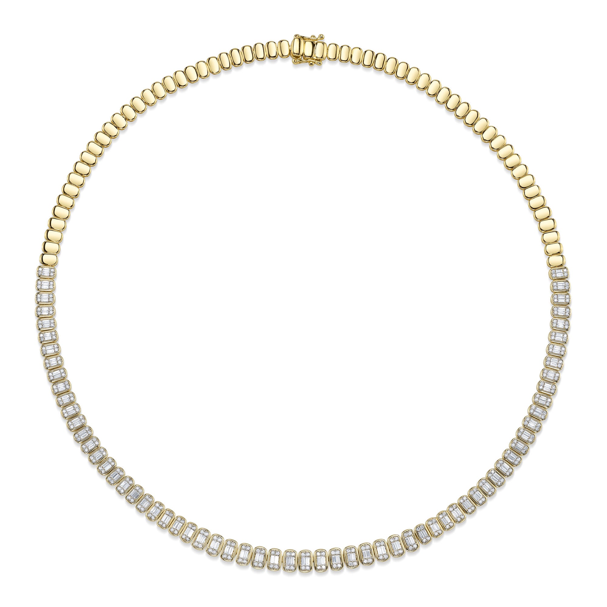 3.07CT 14K Y/G DIAMOND BAGUETTE NECKLACE