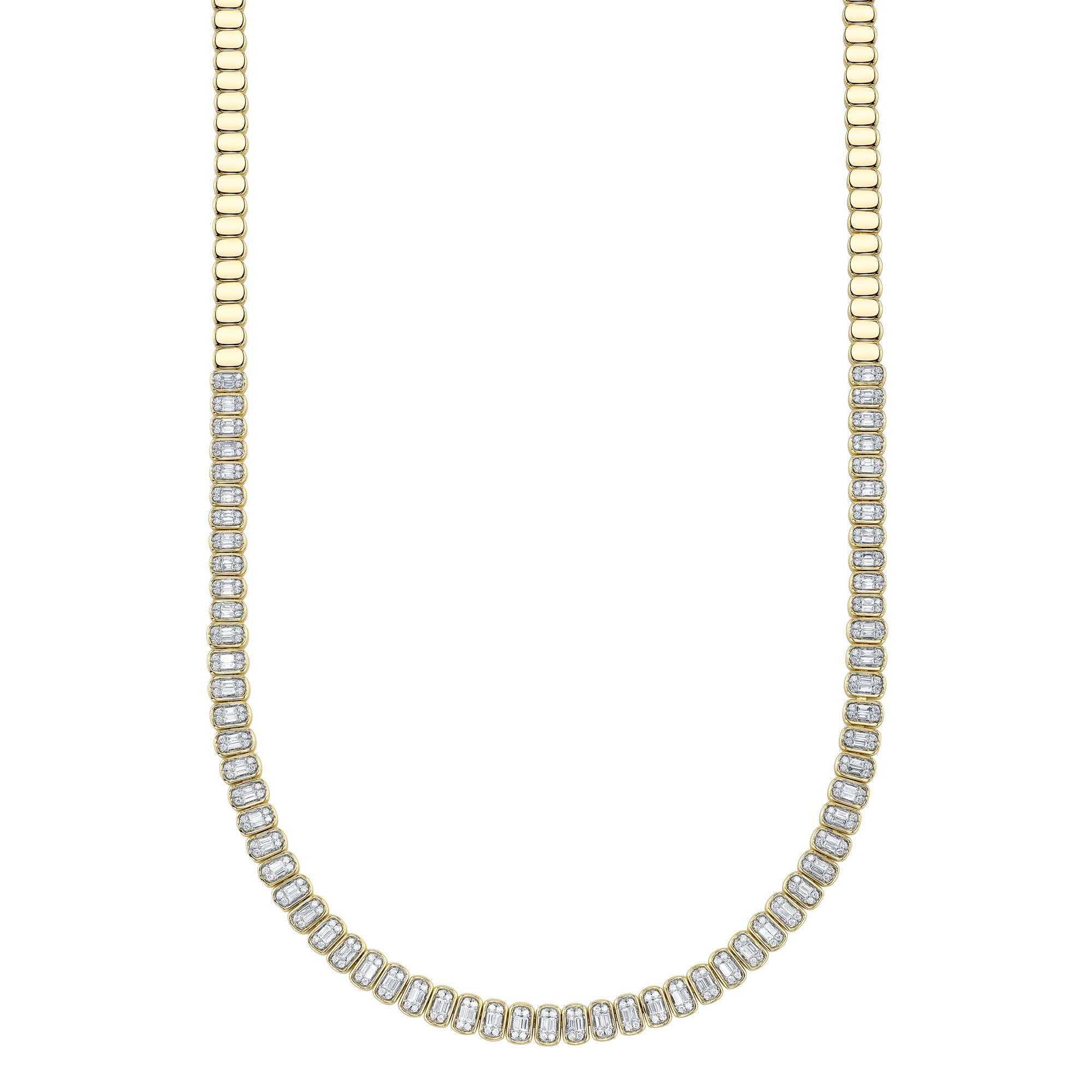 3.07CT 14K Y/G DIAMOND BAGUETTE NECKLACE