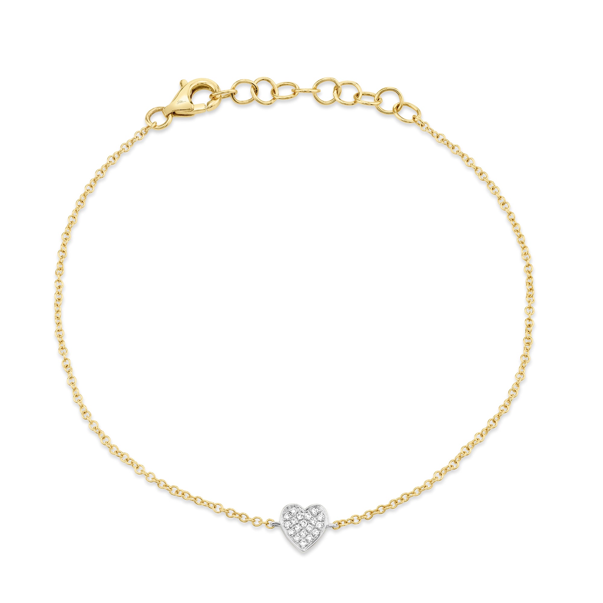 0.04CT 14K2T Y/W DIAMOND PAVE HEART BRACELET