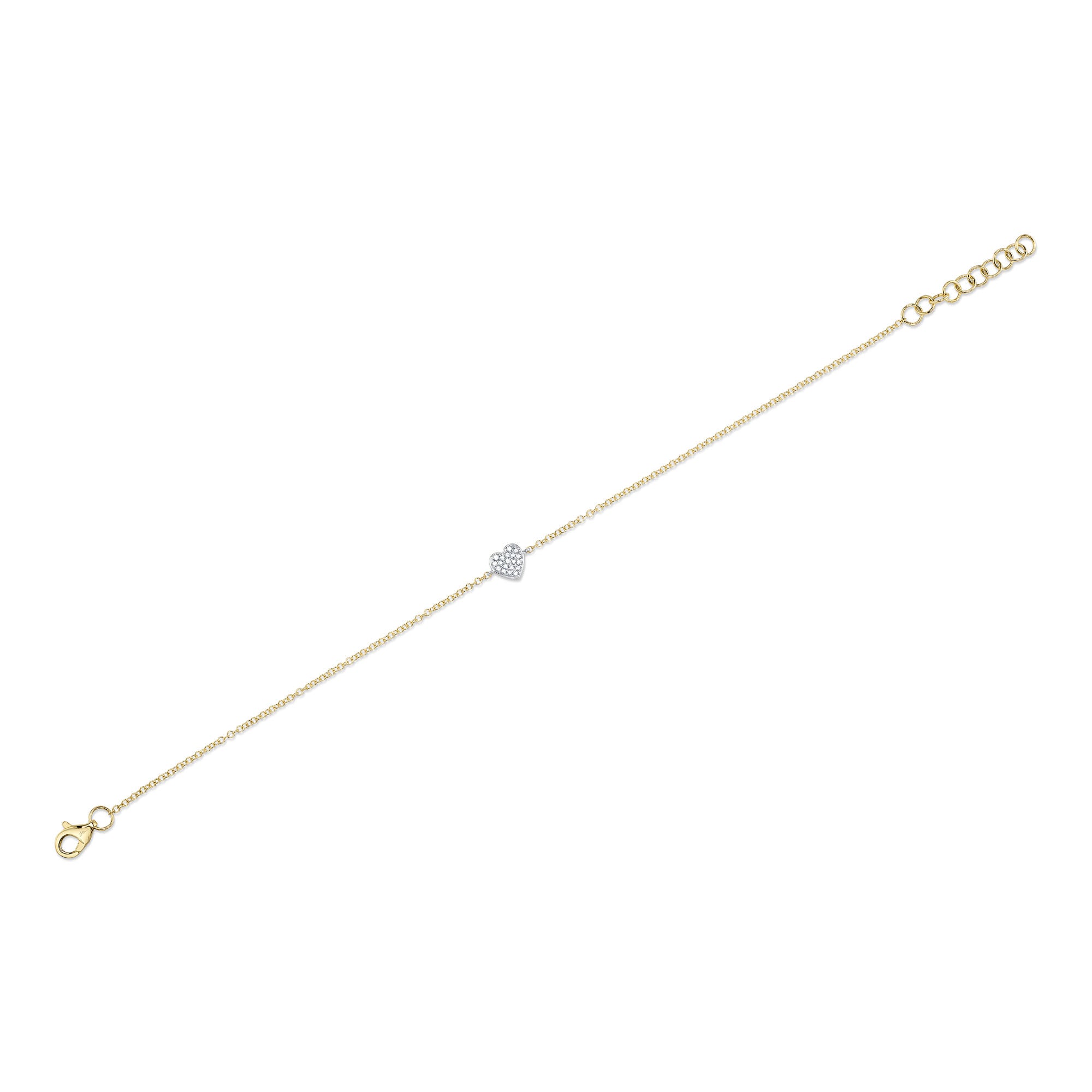 0.04CT 14K2T Y/W DIAMOND PAVE HEART BRACELET