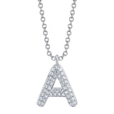 0.09CT 14K W/G DIAMOND PAVE NECKLACE - INITIAL A