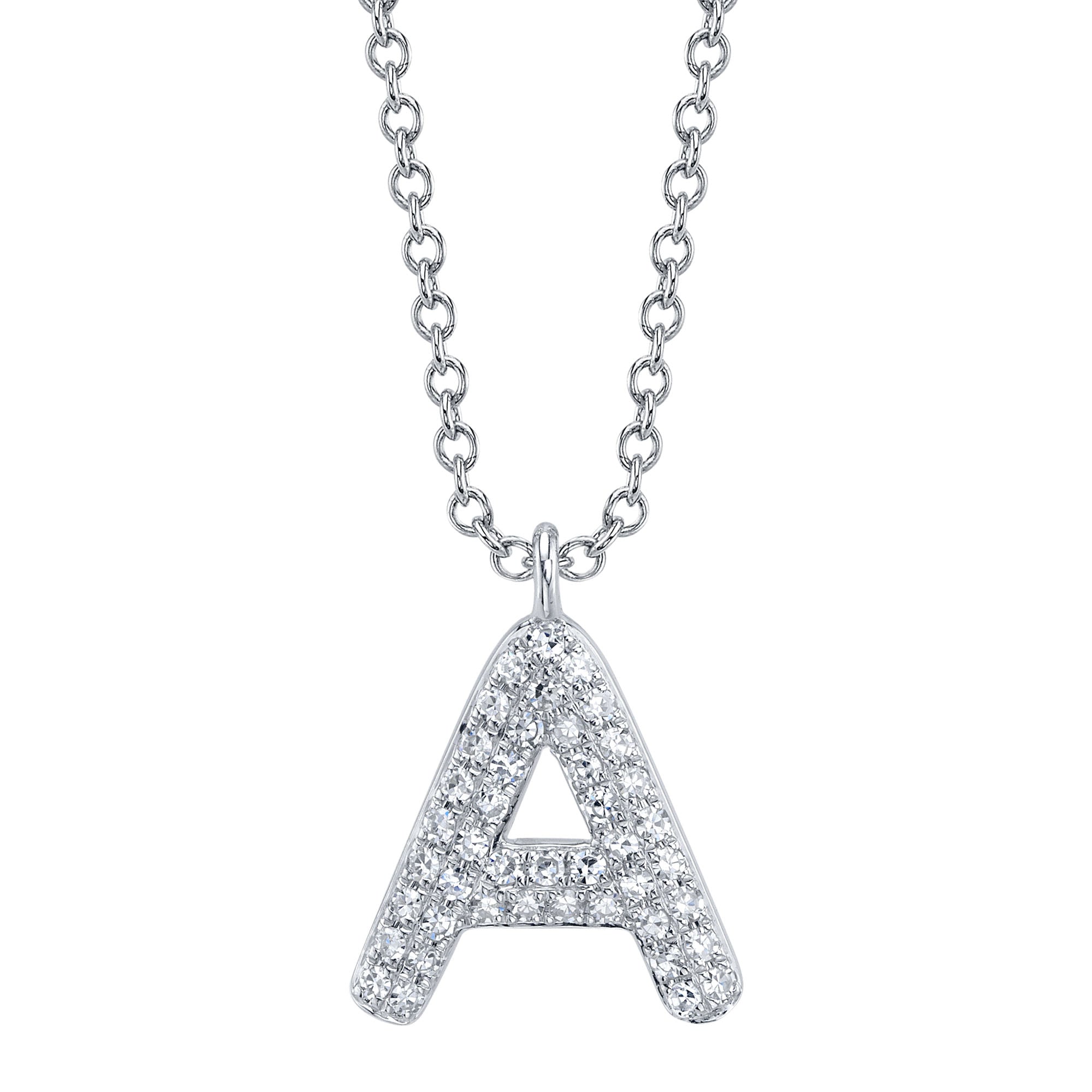 0.09CT 14K W/G DIAMOND PAVE NECKLACE - INITIAL A