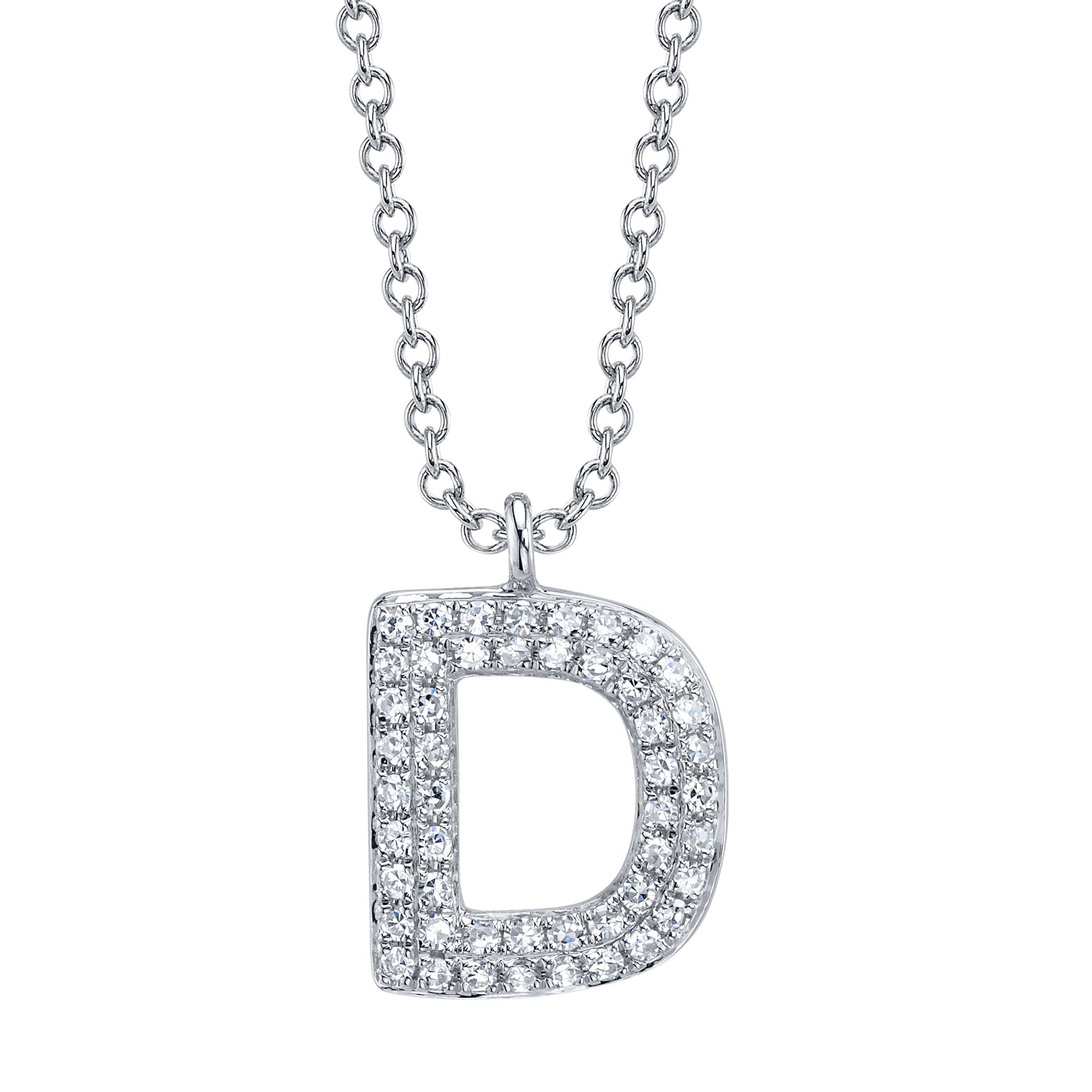 0.10CT 14K W/G DIAMOND PAVE NECKLACE - INITIAL D