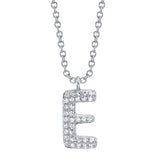 0.07CT 14K W/G DIAMOND PAVE NECKLACE - INITIAL E