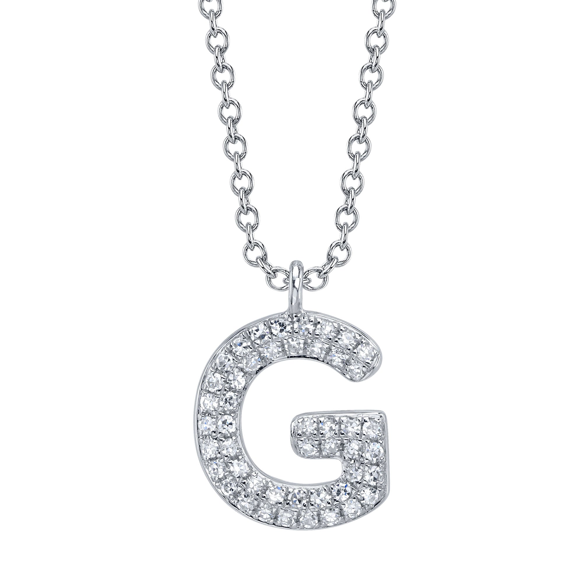 0.10CT 14K W/G DIAMOND PAVE NECKLACE - INITIAL G