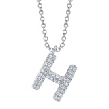 0.09CT 14K W/G DIAMOND PAVE NECKLACE - INITIAL H