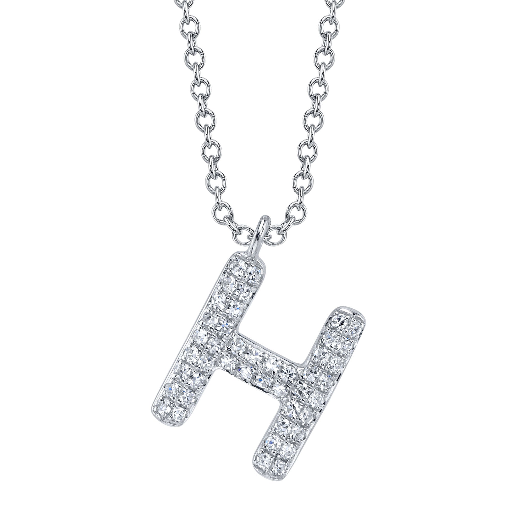 0.09CT 14K W/G DIAMOND PAVE NECKLACE - INITIAL H