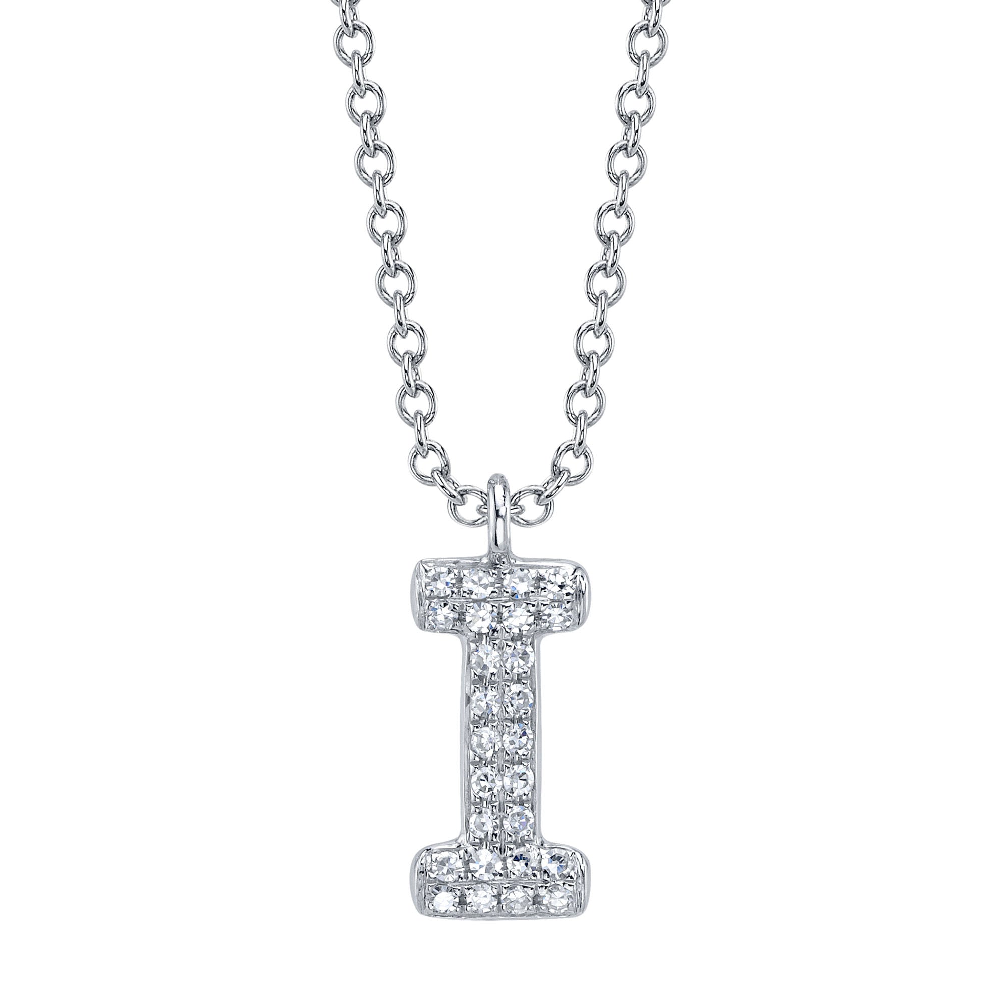0.06CT 14K W/G DIAMOND PAVE NECKLACE - INITIAL I