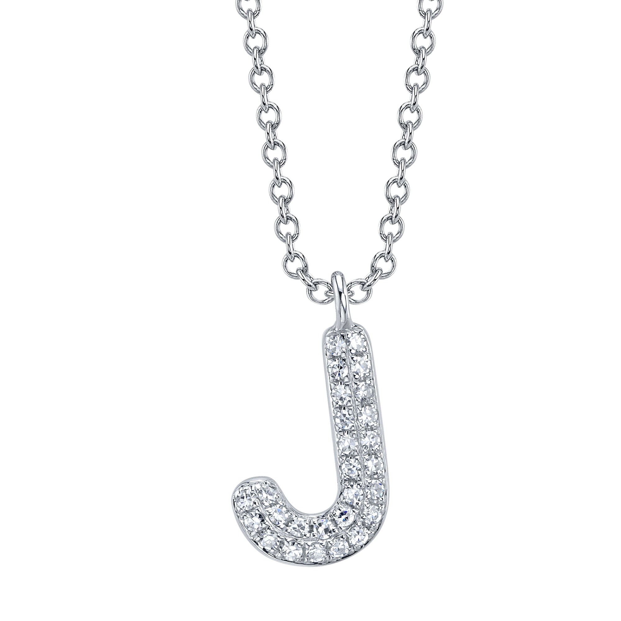 0.06CT 14K W/G DIAMOND PAVE NECKLACE - INITIAL J
