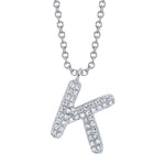0.10CT 14K W/G DIAMOND PAVE NECKLACE - INITIAL K