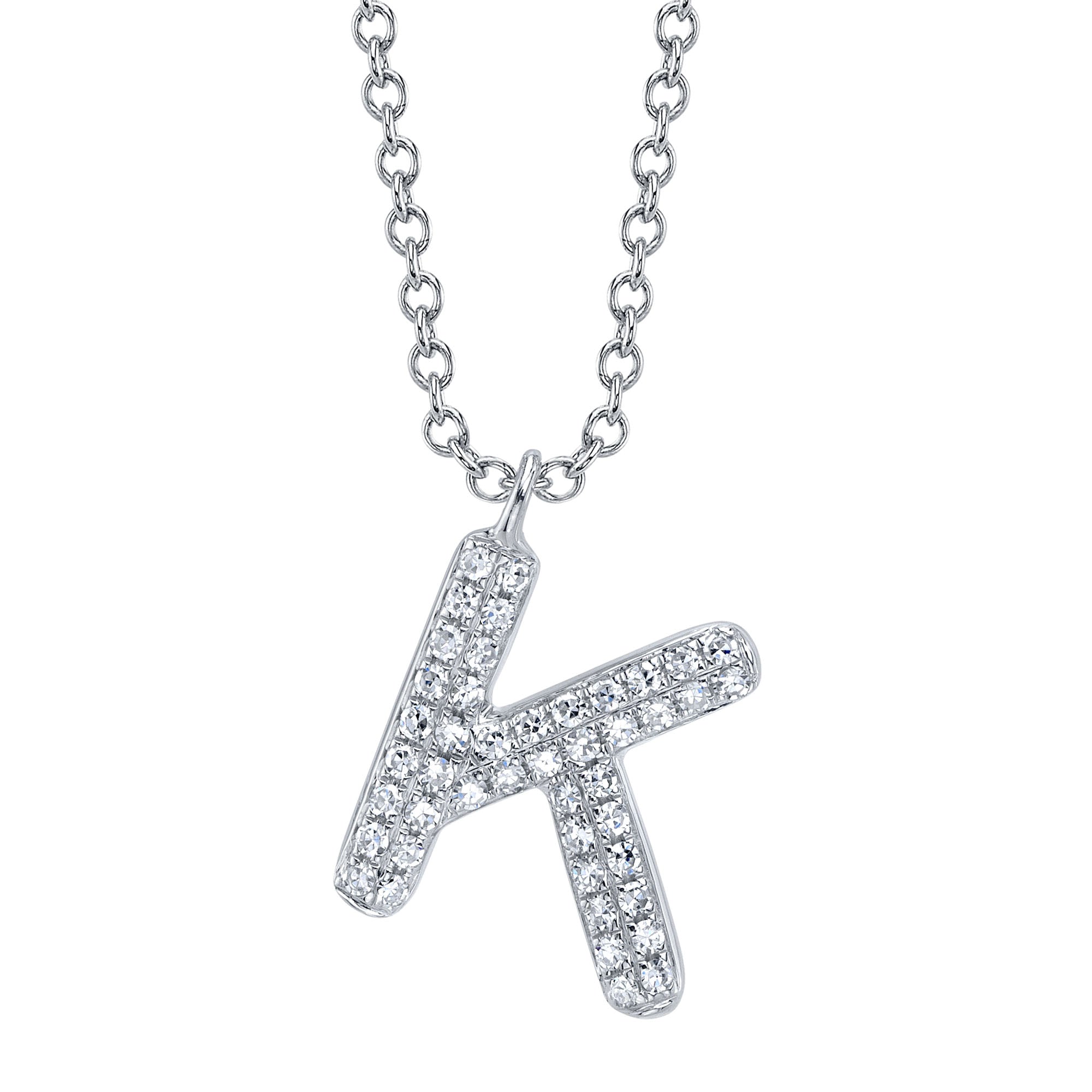0.10CT 14K W/G DIAMOND PAVE NECKLACE - INITIAL K