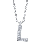 0.05CT 14K W/G DIAMOND PAVE NECKLACE - INITIAL L